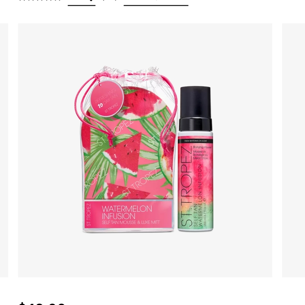 2 NWT sealed St. Tropez Watermelon infused self tan mousse w/Mitt Hard to find!